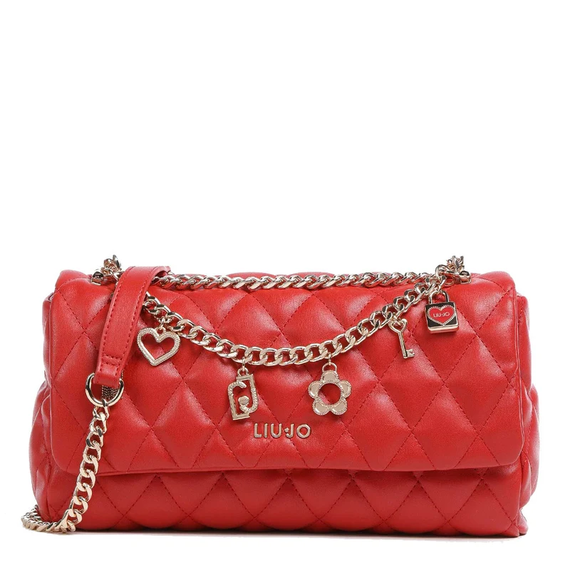 Borsa Donna a Tracolla LIU JO Ecosostenibile Matelassè Rosso Fragola con Charms