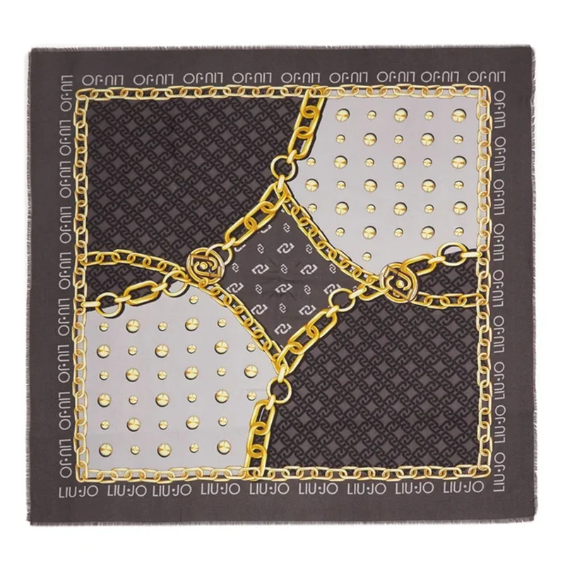 Foulard Donna 120 x 120 cm LIU JO in Tessuto stampa Maxi Chain Nero