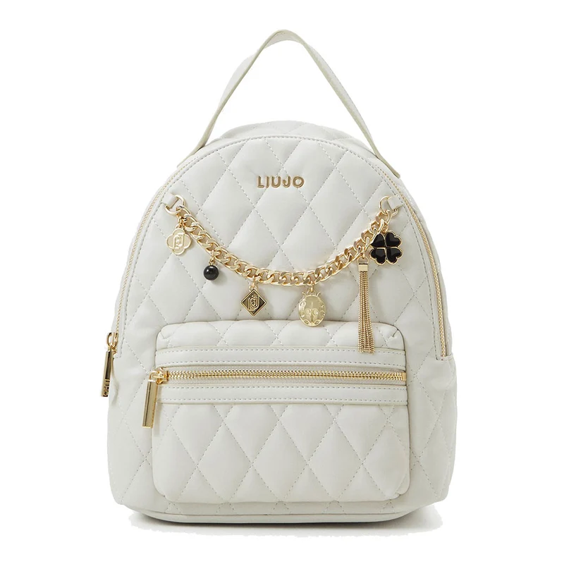 Zaino Donna LIU JO Ecosostenibile Matelassè color Bone con Charms