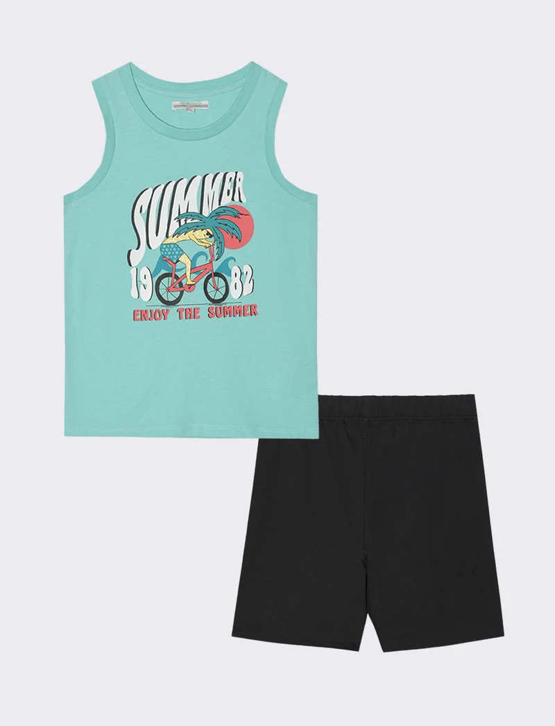 Set due pezzi con canotta da bambino - Verde acqua