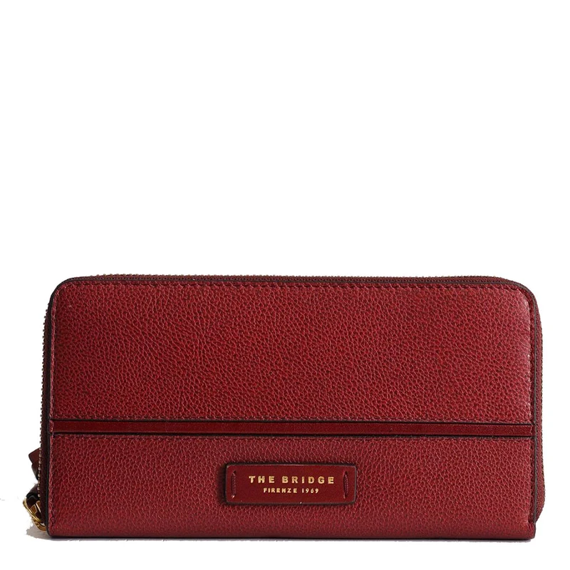 Portafoglio Donna Zip Around THE BRIDGE linea Domitilla in Pelle Bordeaux