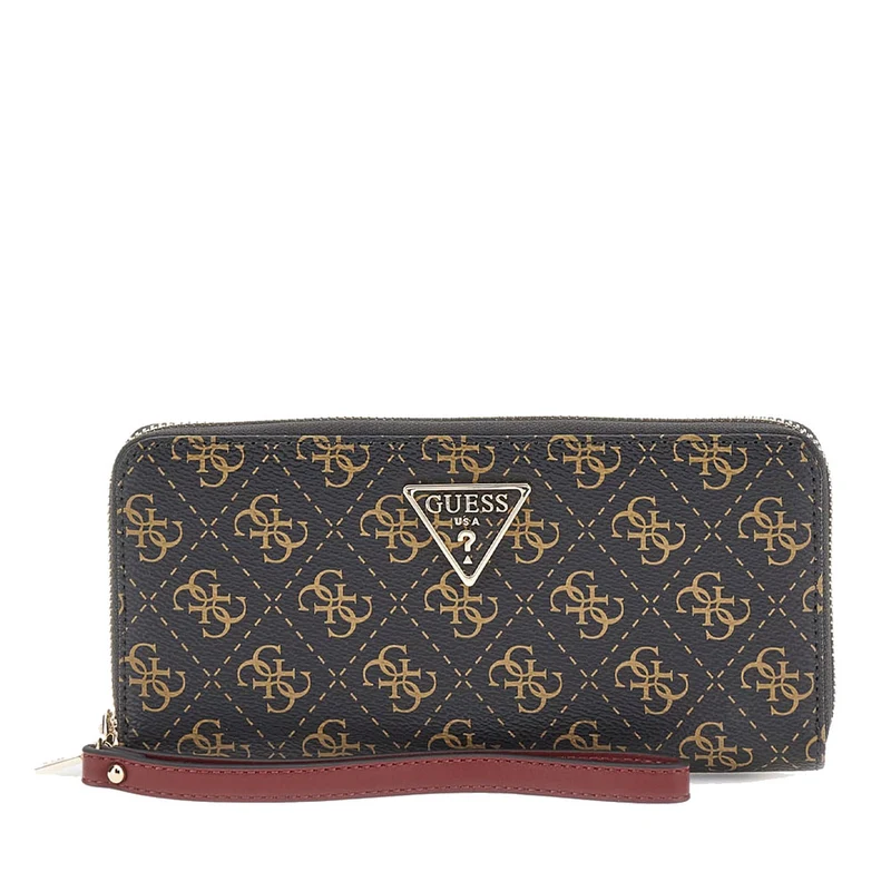 Portafoglio GUESS Chiuso con Zip Linea Laurel colore Brown Logo