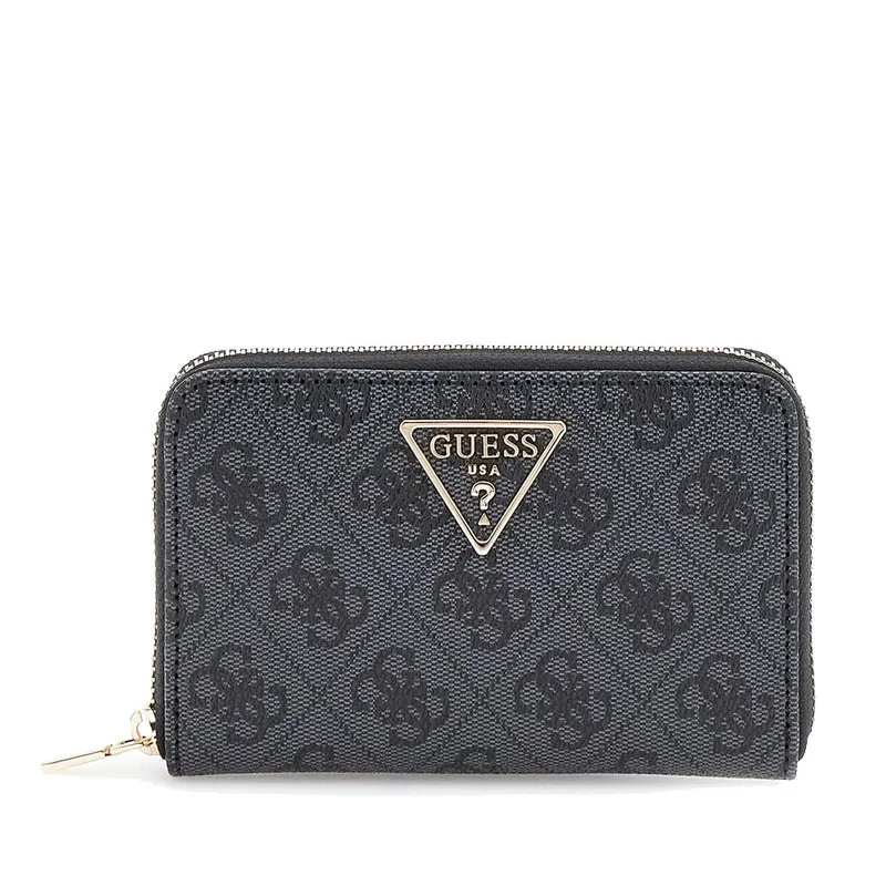 Portafoglio Donna GUESS Chiuso con Zip Linea Laurel Colore Coal Logo Misura Media