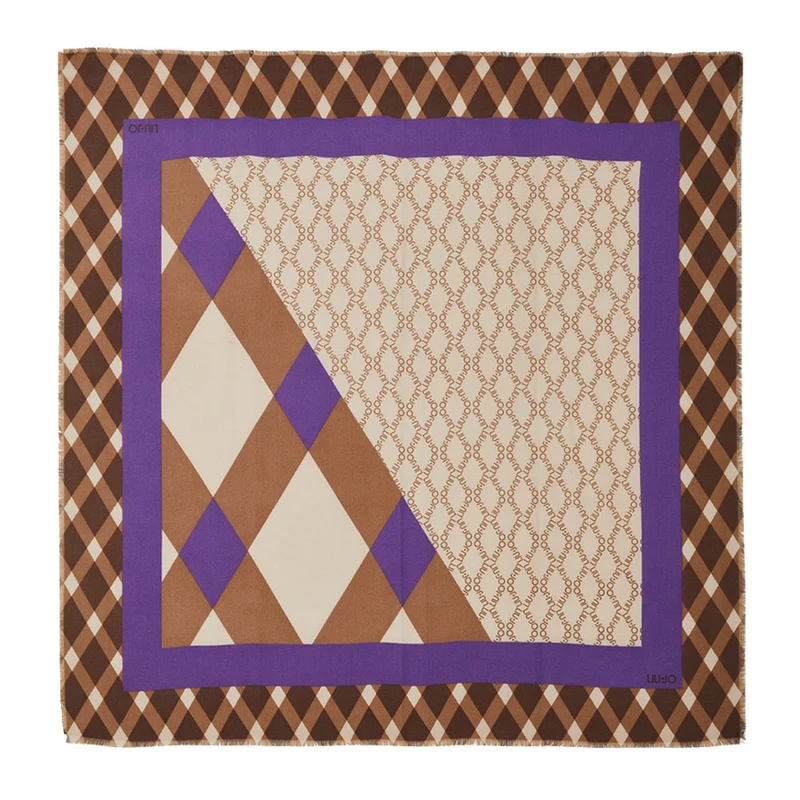 Foulard Donna 120 x 120 cm LIU JO in Tessuto stampa Rombi All Over color Cammello