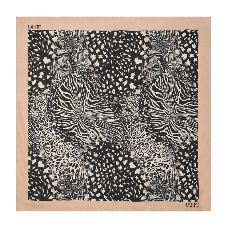 Foulard Donna 120 x 120 cm LIU JO in Tessuto stampa Animalier Nero