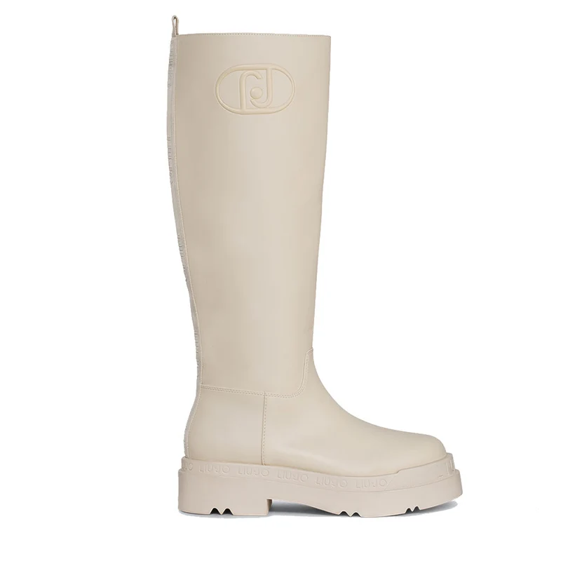 Scarpe Donna LIU JO Love 44 Stivali Alti al Ginocchio con Maxi Logo colore Bianco