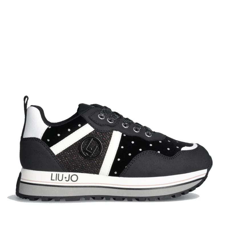 Scarpe LIU JO Maxi Wonder 604 Sneakers Platform in Velluto con Pois Glitter