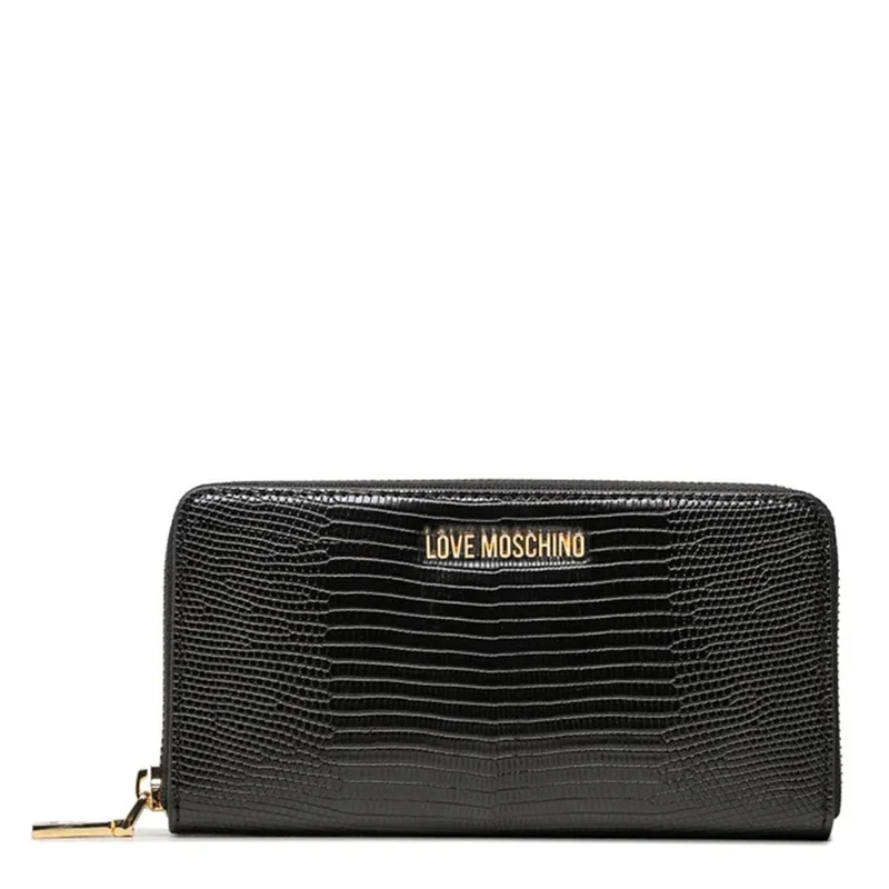 Portafoglio Donna Zip Around LOVE MOSCHINO stampa Cocco Nero