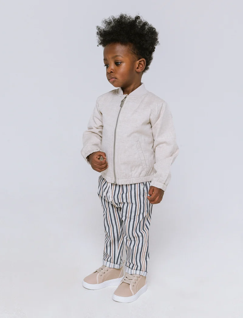 Giubbotto misto lino da neonato - Sabbia