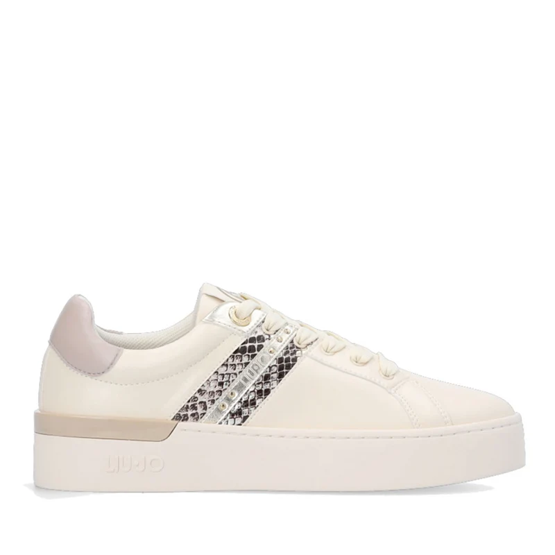 Scarpe Donna LIU JO Silvia 68 Sneakers color Burro con Inserto stampa Pitone e Borchie