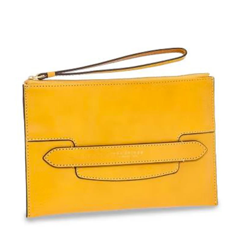 Pochette Donna Media con Polsiera THE BRIDGE linea Lucrezia in Pelle Giallo Mais