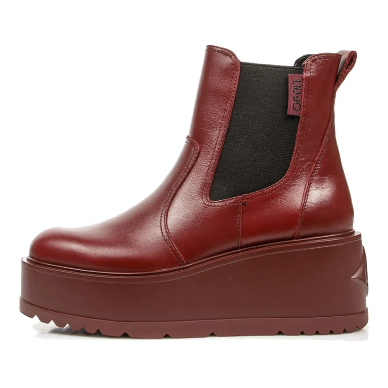 Scarpe Donna LIU JO Stivaletti con Zeppa in Pelle color Wine