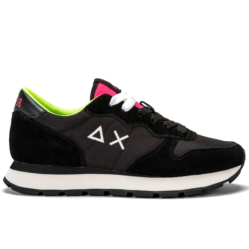 Scarpe Donna Sun68 Sneakers Ally Solid Nylon Nero - Giallo Fluo - Z43201