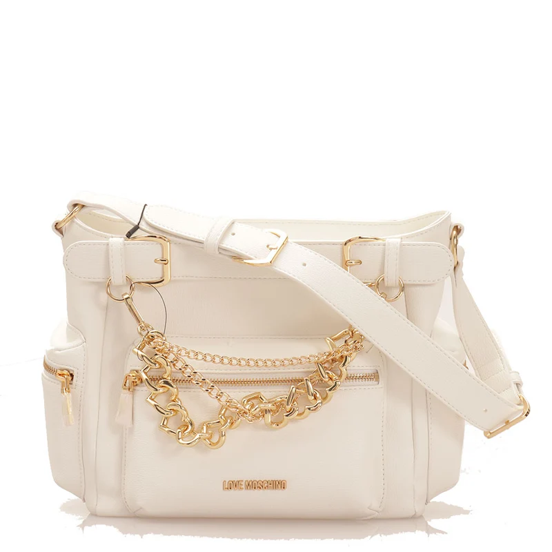 Borsa Donna a Spalla LOVE MOSCHINO linea Chain Charm colore Bianco