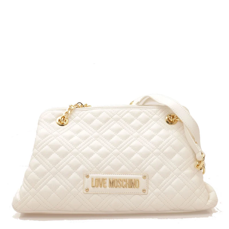 Borsa Donna a Spalla LOVE MOSCHINO linea Shiny Quilted colore Off White JC4013