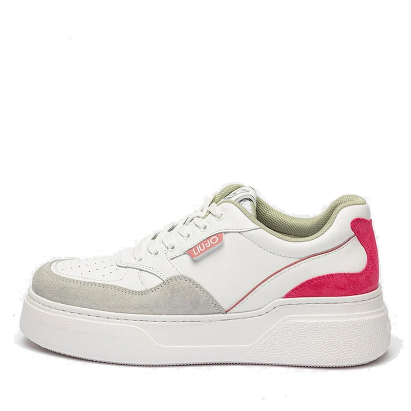 Scarpe Donna LIU JO Sneakers Tami 01 in Pelle Bianca e Fuxia
