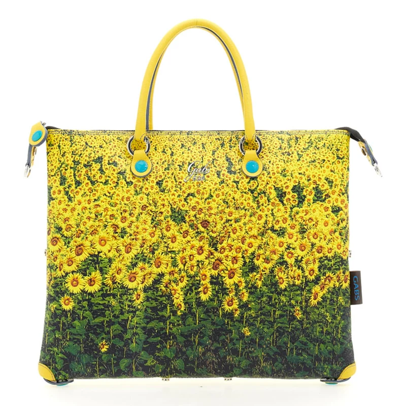 Borsa Donna a Mano con Tracolla GABS G3 Trasformabile in Tessuto stampa Girasoli Large