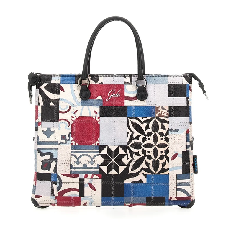 Borsa Donna a Mano con Tracolla GABS G3 PLUS Trasformabile in Pelle Patchwork stampa Maioliche Large