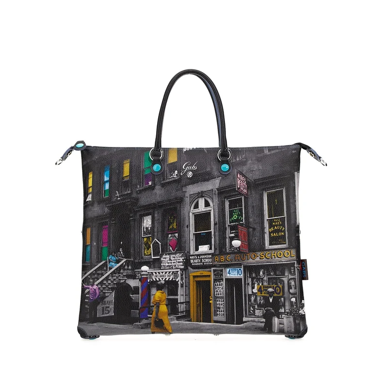 Borsa Donna a Mano con Tracolla GABS G3 PLUS Trasformabile in Pelle stampa Harlem Street Large