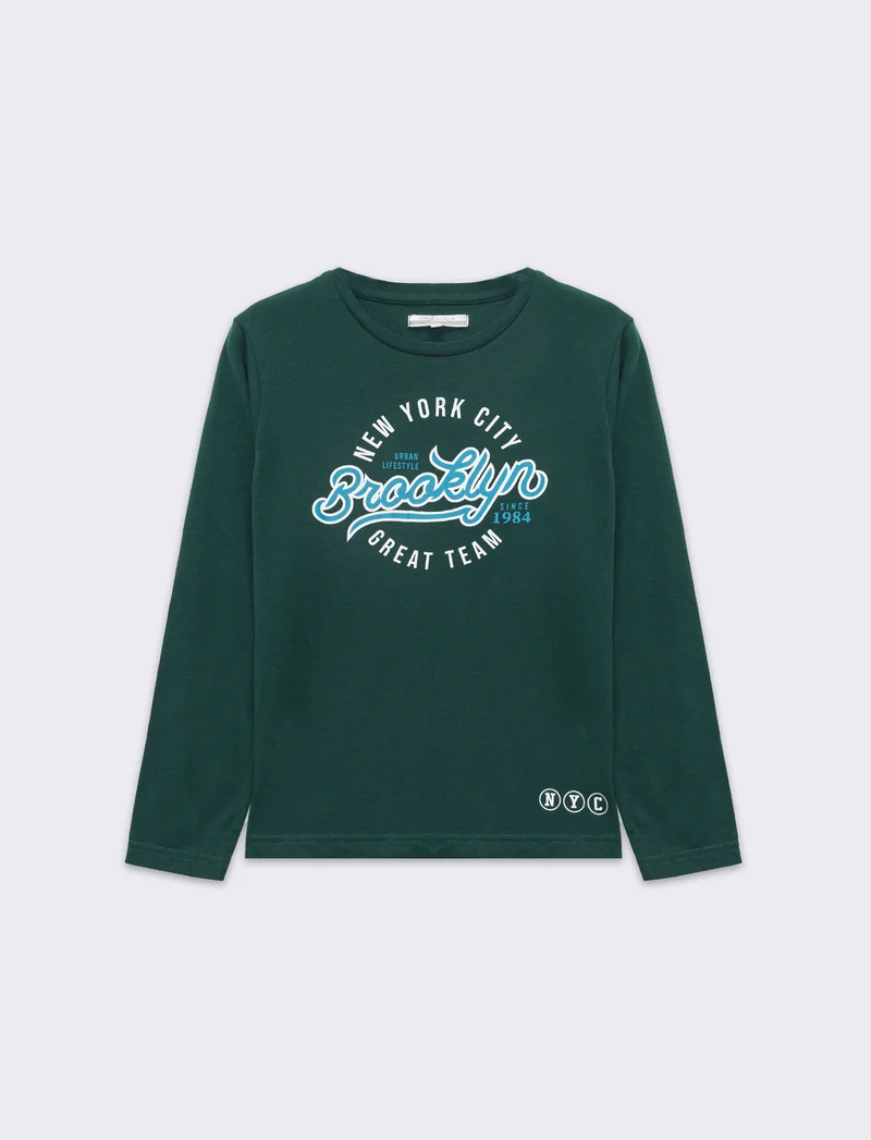 T-shirt in jersey con stampa da bambino - Verde