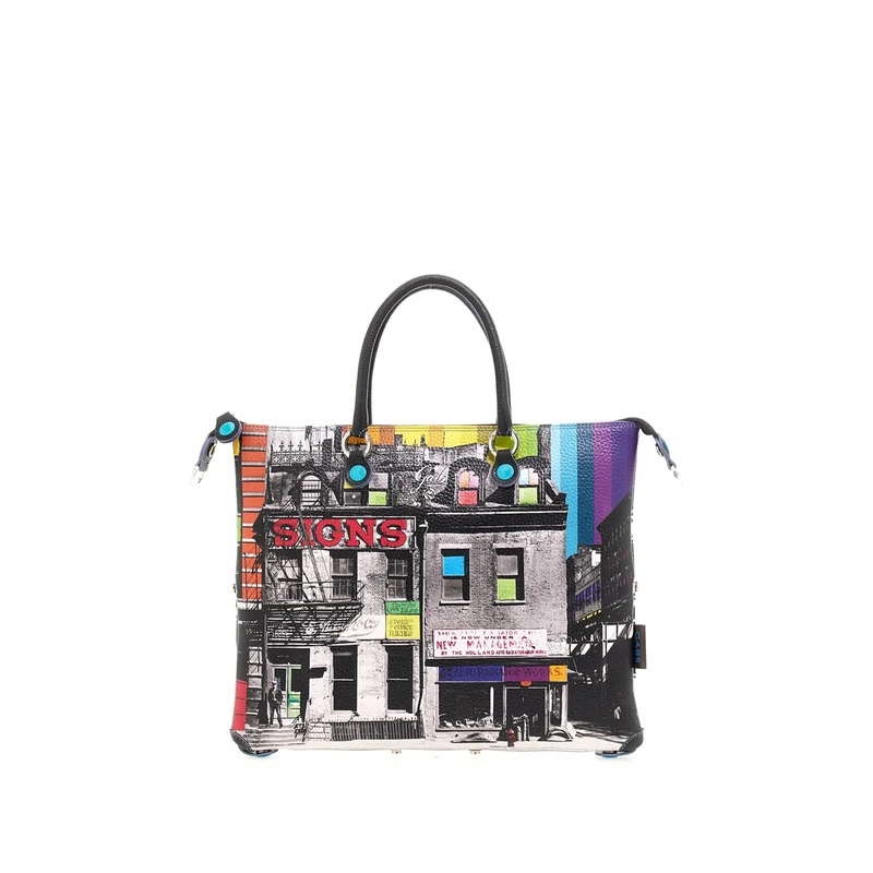 Borsa Donna a Mano con Tracolla GABS G3 PLUS Trasformabile in Pelle stampa Broome Street Medium