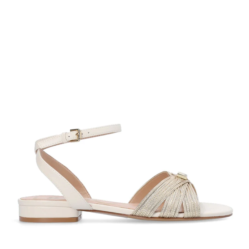 Scarpe Donna LIU JO Juliet 09 Sandali Flat colore Burro e Light Gold