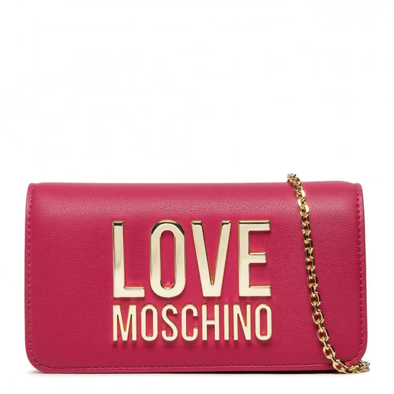 Mini Clutch con Tracolla LOVE MOSCHINO linea Gold Metal Logo colore Fuxia
