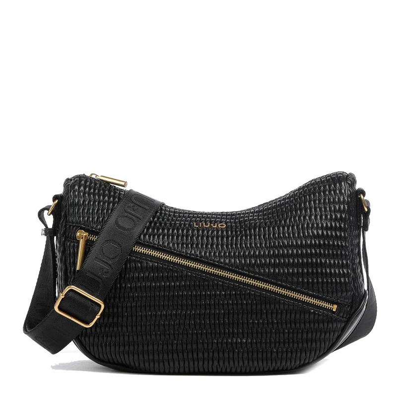 Borsa Donna Mezzaluna Small LIU JO Ecosostenibile Effetto Plissettato Nero