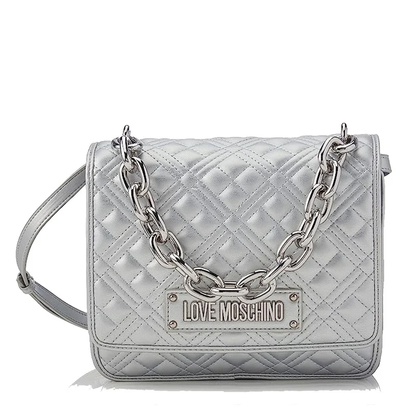 Borsa Donna a Mano LOVE MOSCHINO linea Chunky Chain colore Silver JC4024