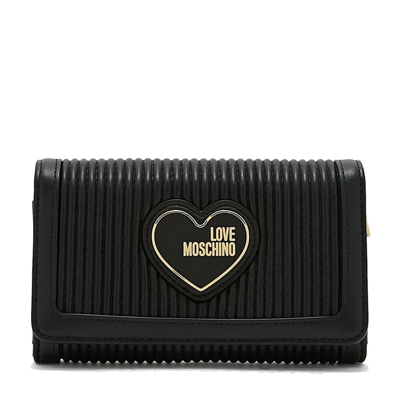 Portafoglio Donna con Bottone LOVE MOSCHINO linea Pleated Nero