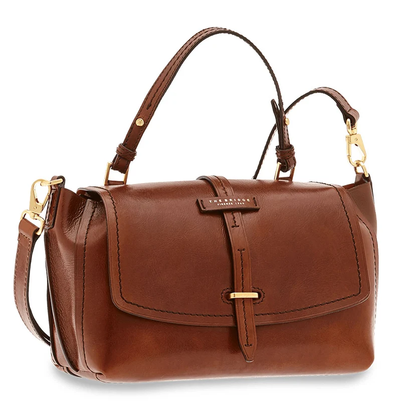 Borsa Donna Media Doppia Funzione a Mano con Tracolla THE BRIDGE in Pelle Marrone linea Dalston