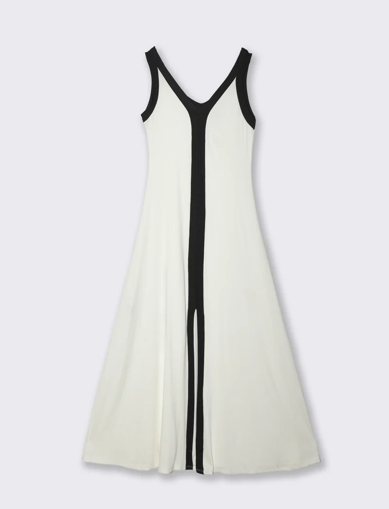 Vestito lungo bicolor - Bianco