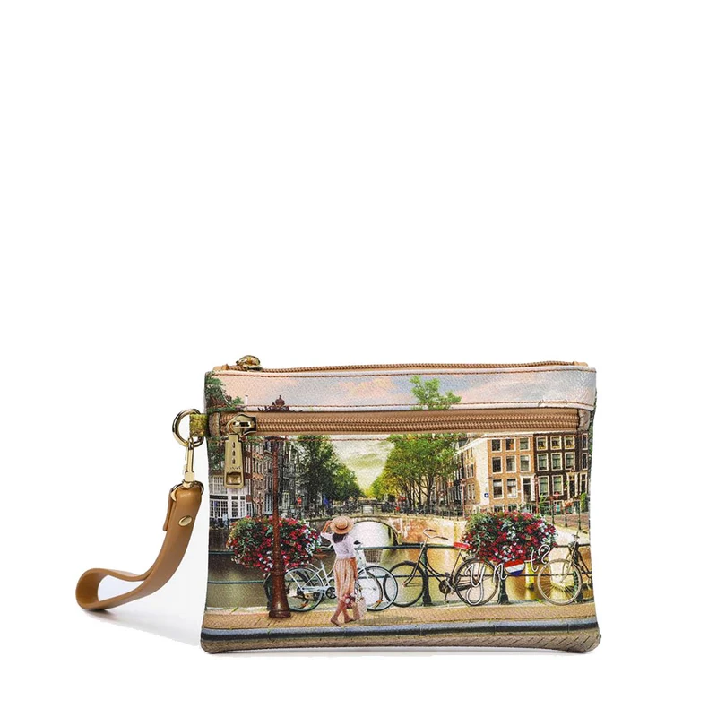 Pochette Donna con Zip Y NOT YES-342 Stampa Bicycles