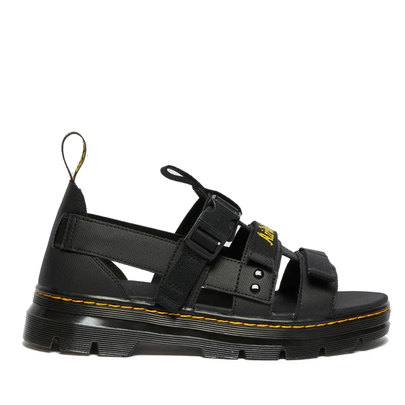 Scarpe DR. MARTENS Sandali linea Pearson Webbing in Pelle e Tessuto Nero
