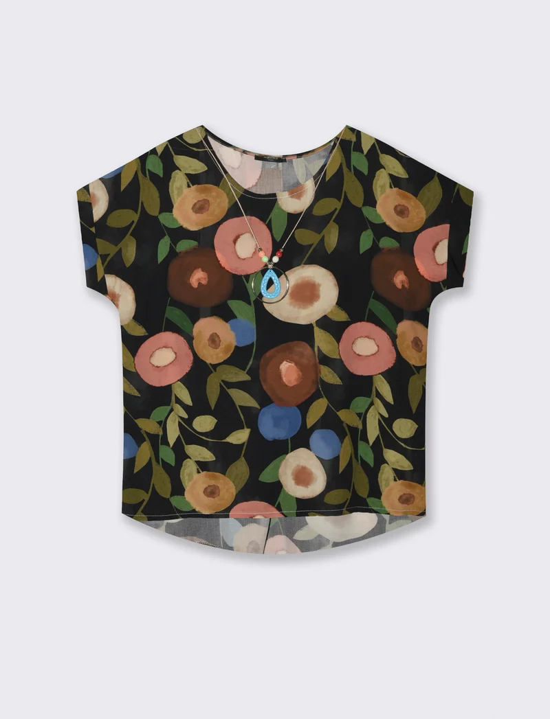 Casacca stampata con collana per donna - Nero