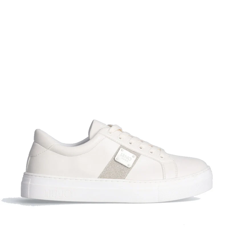 Scarpe Donna LIU JO Sneakers Alicia 507 color Latte con Inserto Glitter