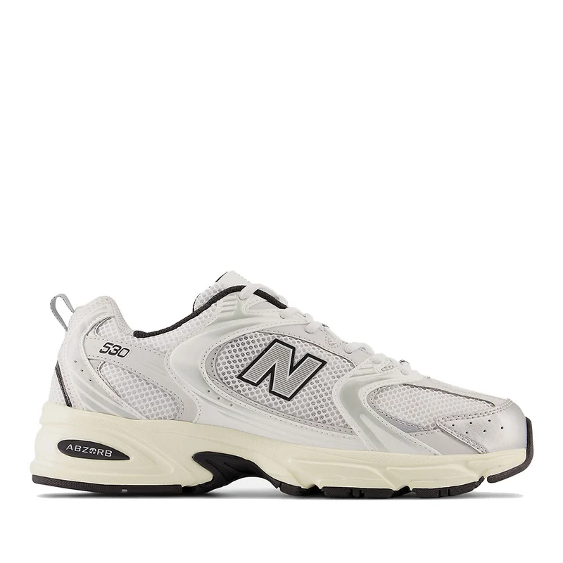 Scarpe Running NEW BALANCE Sneakers 530 in Tessuto Sintetico e Mesh colore White Silver Metallic e Black