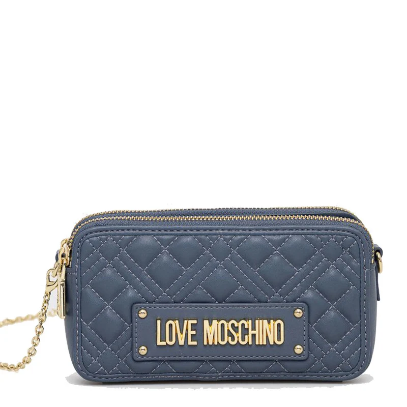 Mini Clutch con Tracolla LOVE MOSCHINO linea Shiny Quilted colore Denim JC5680