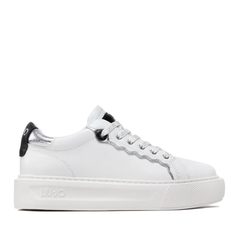 Scarpe Donna LIU JO Sneakers Kylie 06 in Pelle Bianca con Inserto Crackle