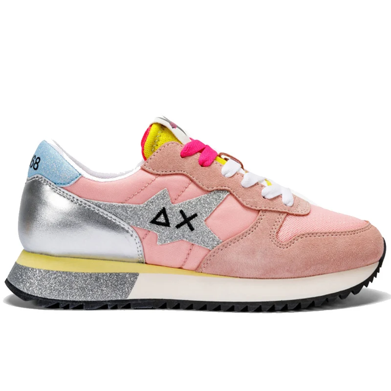 Scarpe Donna Sun68 Sneakers Stargirl Glitter Logo Colore Rosa