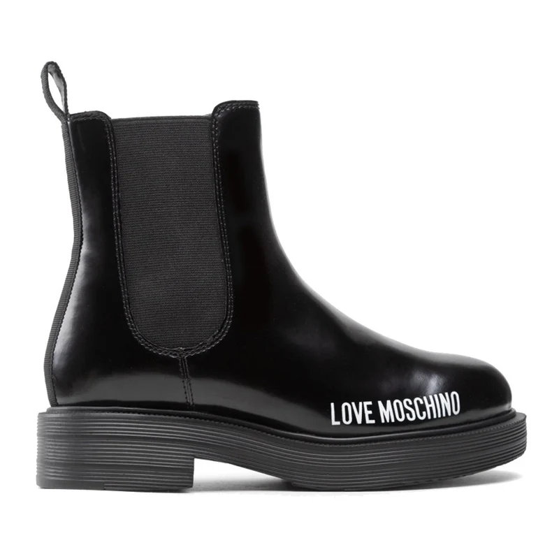 Scarpe Donna LOVE MOSCHINO Stivaletti Beatles in Pelle Lucida Nera