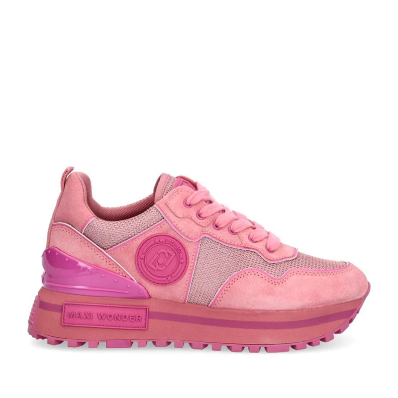 Scarpe Donna LIU JO Sneakers Platform Maxi Wonder 52 in Suede e Mesh Pink Ray