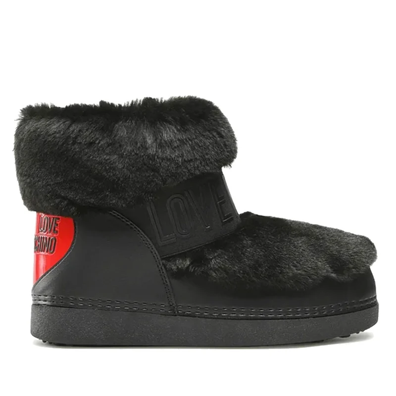 Stivali da Neve Bassi LOVE MOSCHINO con Dettaglio Eco Fur Nero