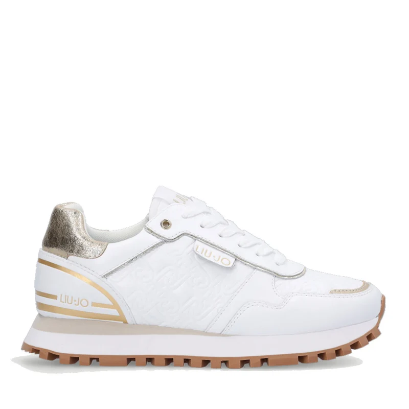 Scarpe Donna LIU JO Sneakers Platform Wonder 24 in Pelle Bianca con Logo Monogram
