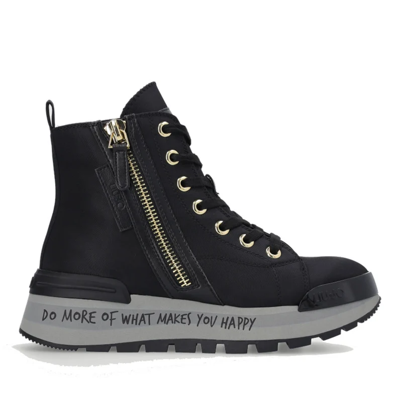 Scarpe Donna LIU JO Sneakers Alte Amazing 03 in Nylon e Eco Fur Nero