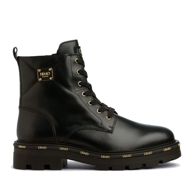 Scarpe Donna LIU JO Anfibi Platform Tailor 230 in Pelle Nera