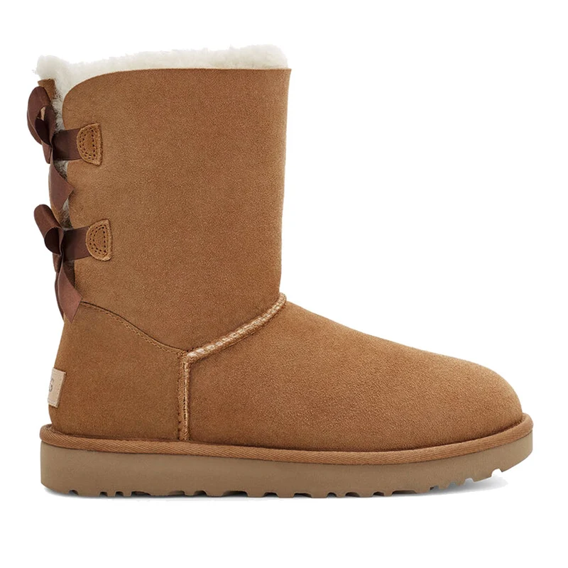 Stivaletti Donna UGG Bailey Bow II in Pelle Scamosciata colore Chestnut