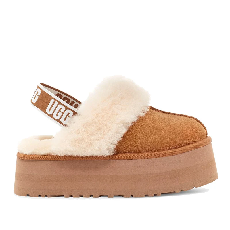 Ciabatte Donna UGG Funkette in Pelle Scamosciata Chestnut