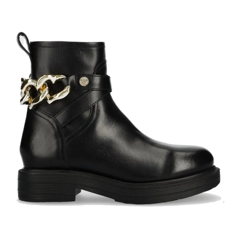 Scarpe Donna LOVE MOSCHINO Stivaletti linea Heart Chain in Pelle Nera