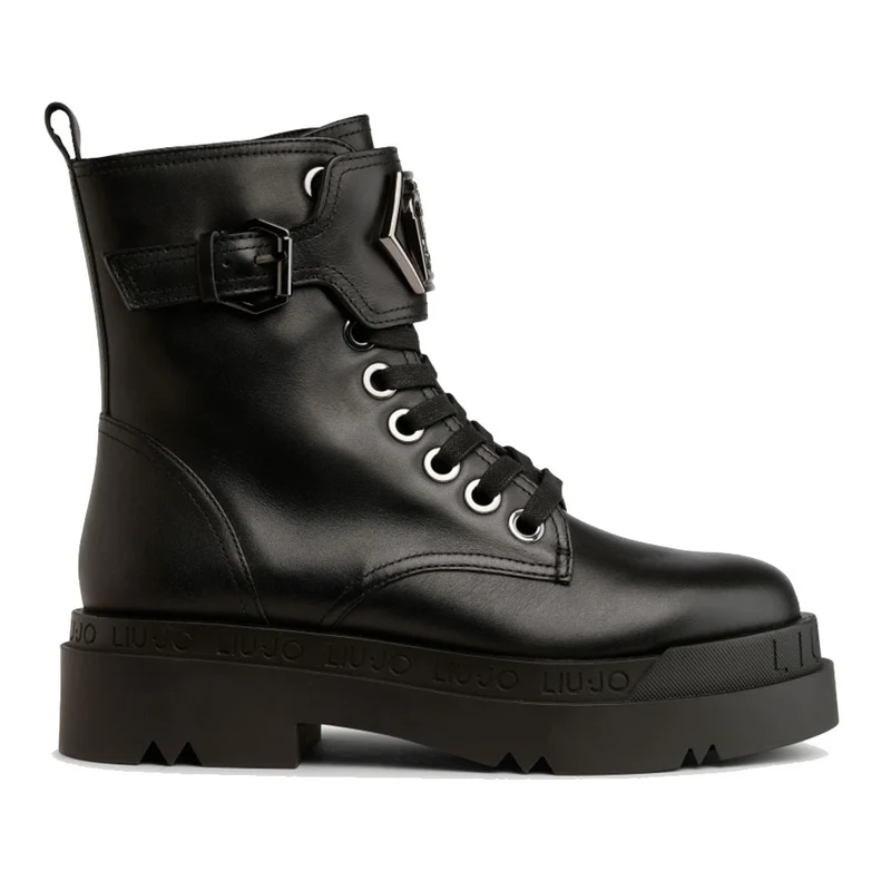 Scarpe Donna LIU JO Anfibi Platform Love 21 in Pelle Nera